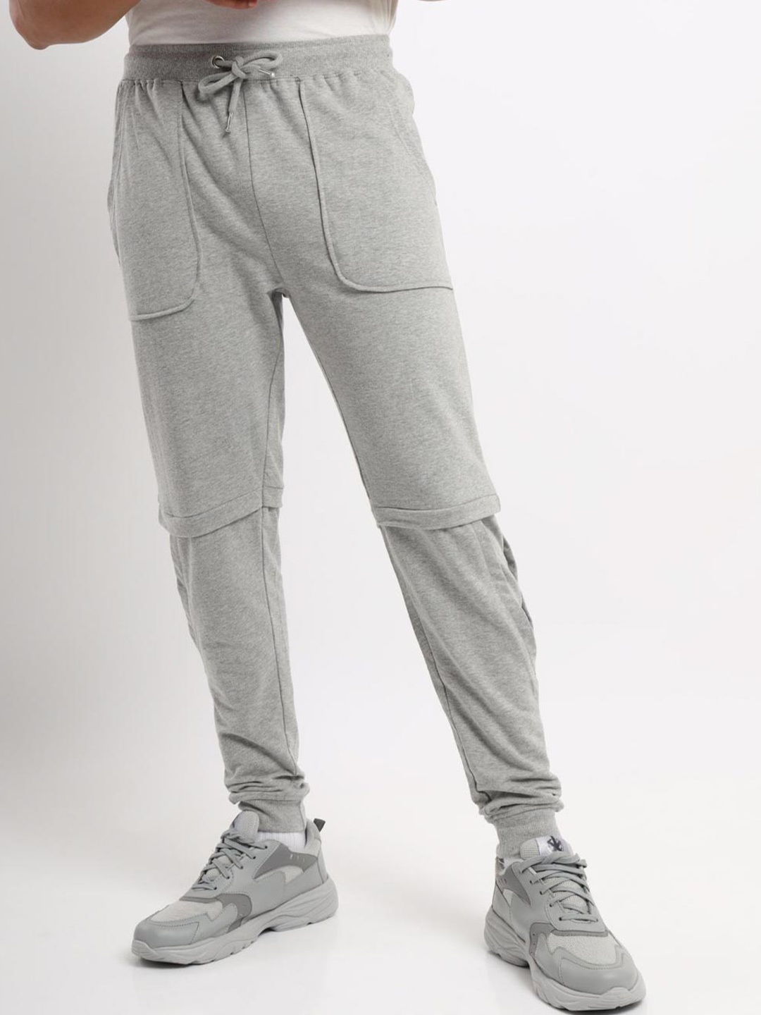 

NOBERO Men Mid-Rise Cotton Joggers, Grey