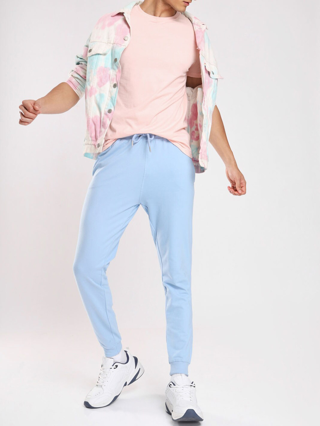 

NOBERO Men Mid-Rise Cotton Joggers, Blue
