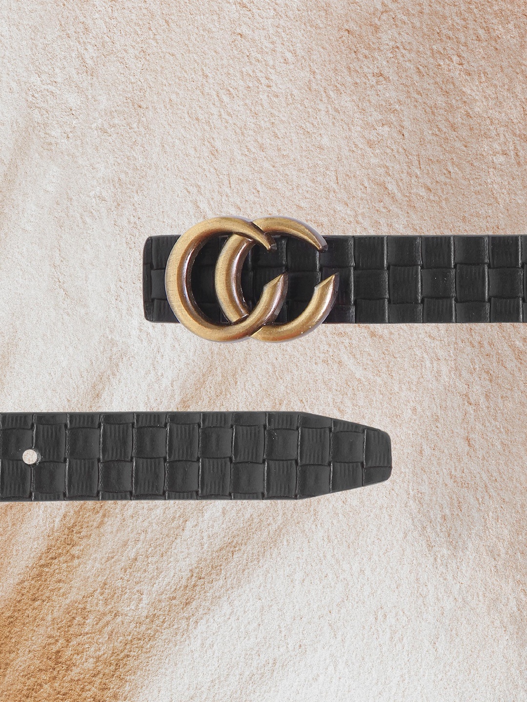 

Calvadoss Women Textured Leather Belt, Black