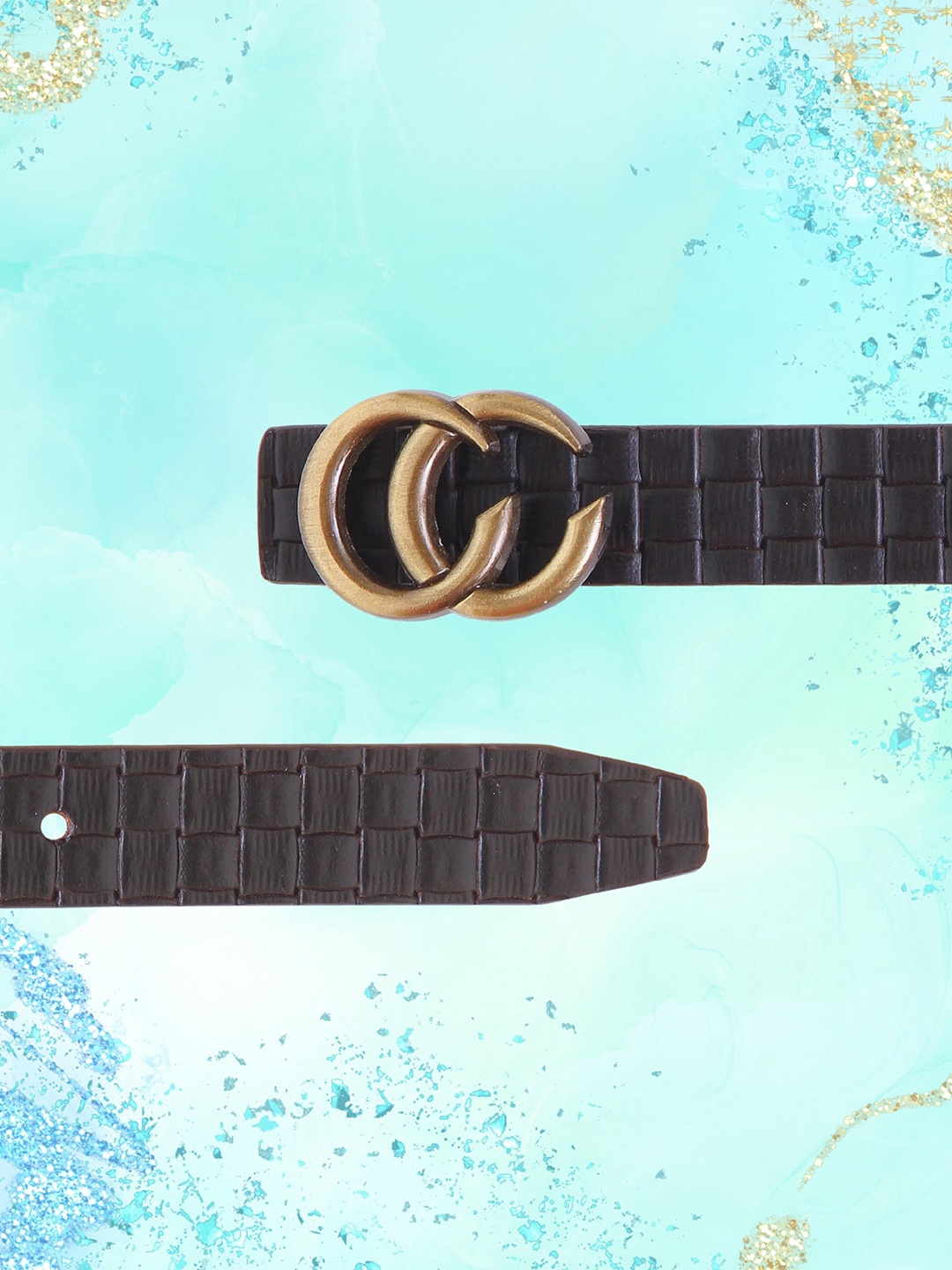 

Calvadoss Women Textured Leather Belt, Brown