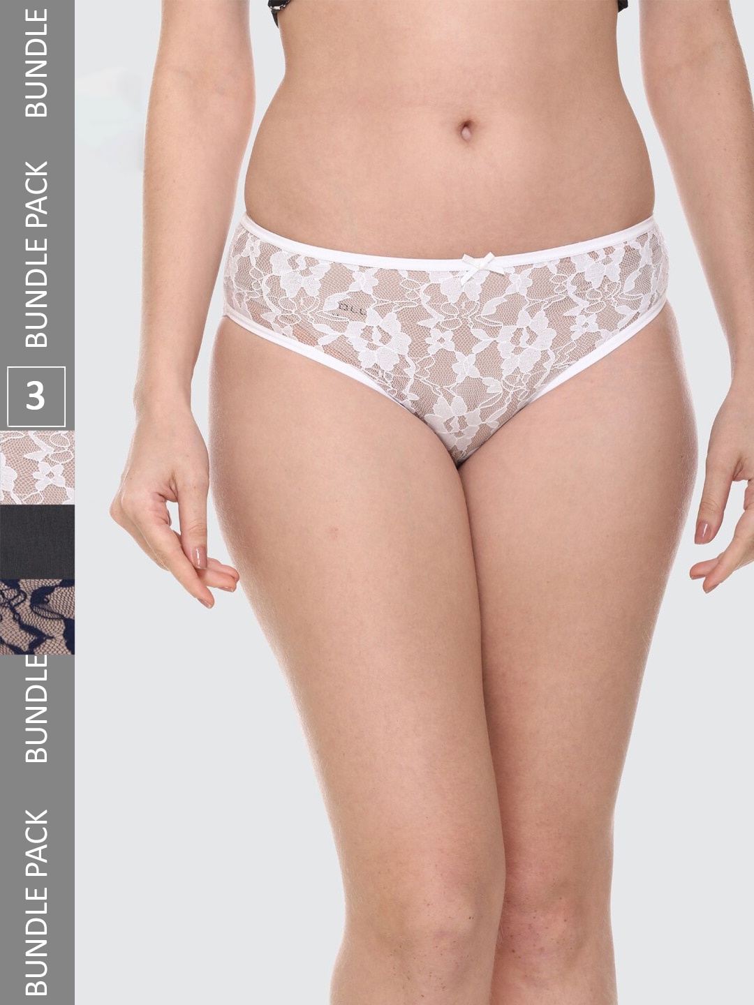

Skidlers Women Assorted Pack Of 3 Self-Design Anti Bacterial Bikini Briefs