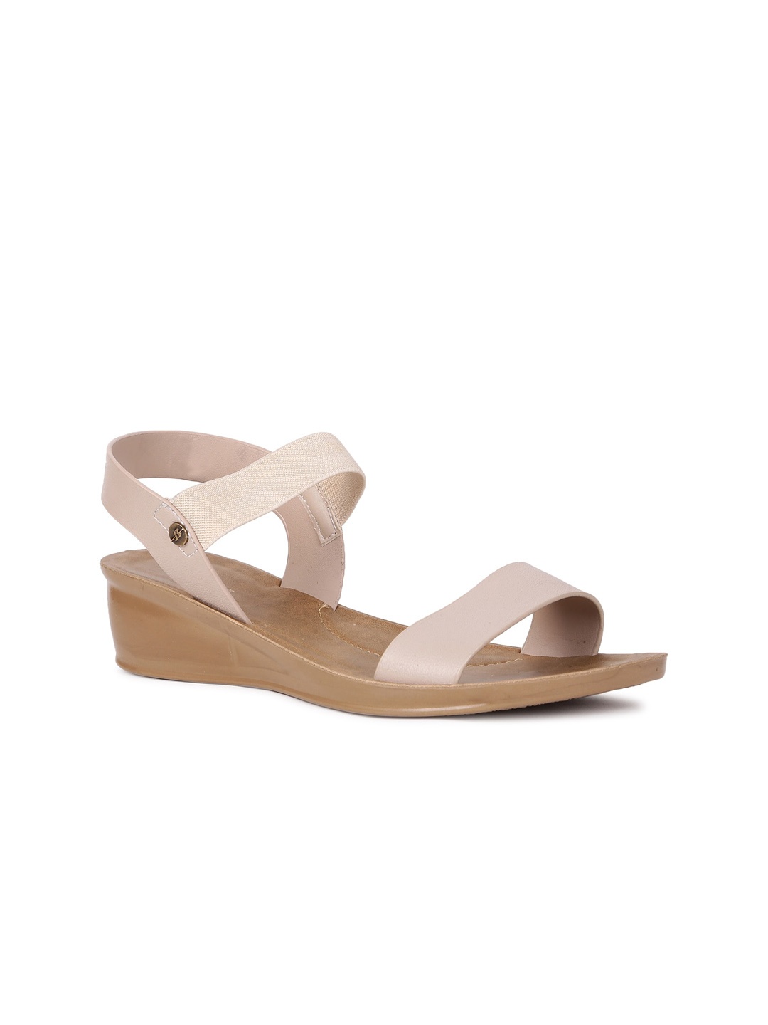 

Bata Ankle loop Open Toe Wedge Heels, Beige