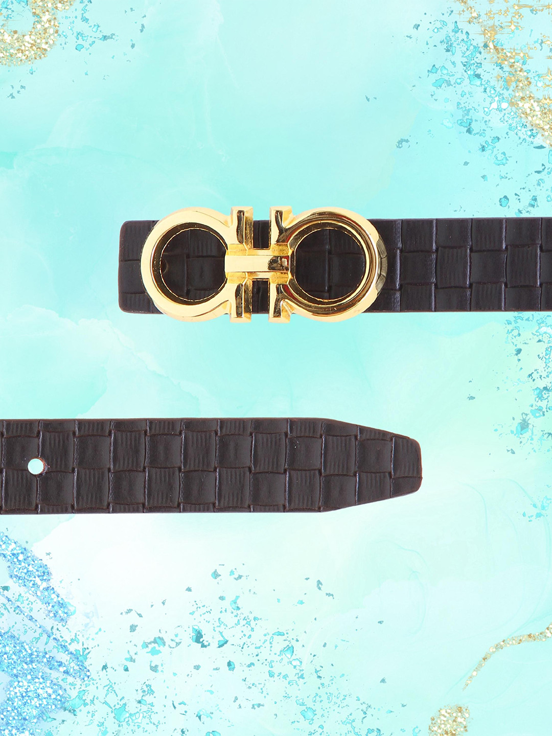 

Calvadoss Girls Textured Leather Belt, Brown