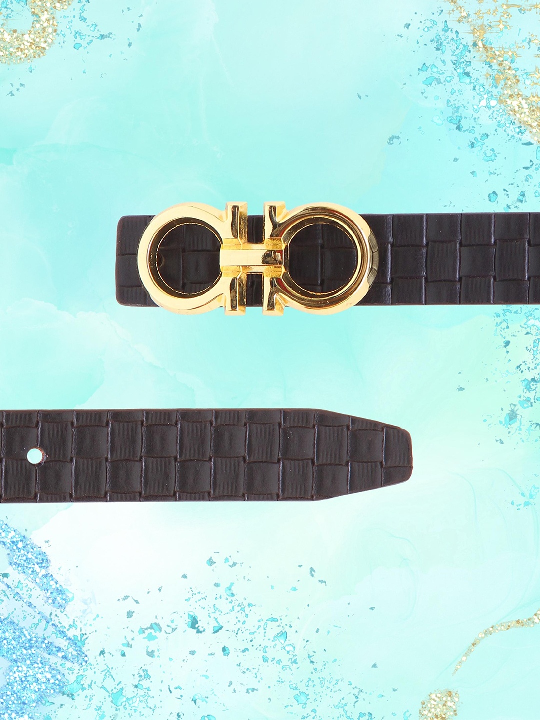 

Calvadoss Women Textured Leather Belt, Brown