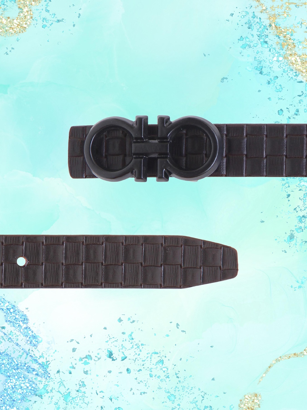 

Calvadoss Girls Textured Leather Belt, Brown