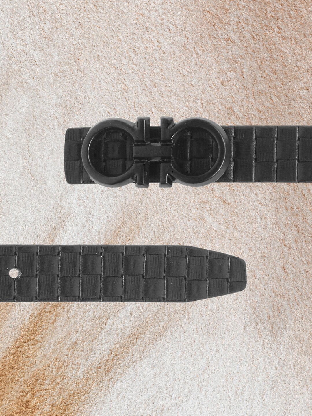 

Calvadoss Girls Textured Leather Wide Belt, Black
