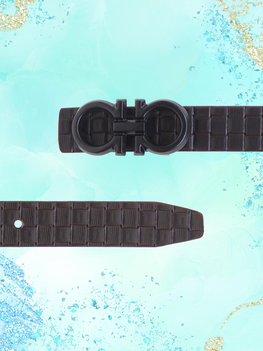 

Calvadoss Women Textured Leather Belt, Brown