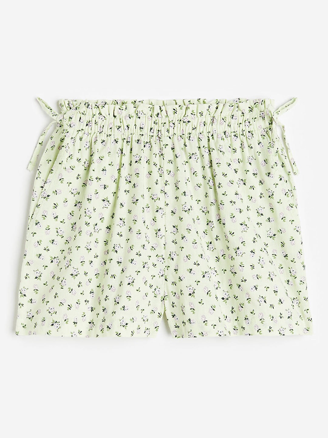 

H&M Girls Flounce-Trimmed Shorts, Lime green