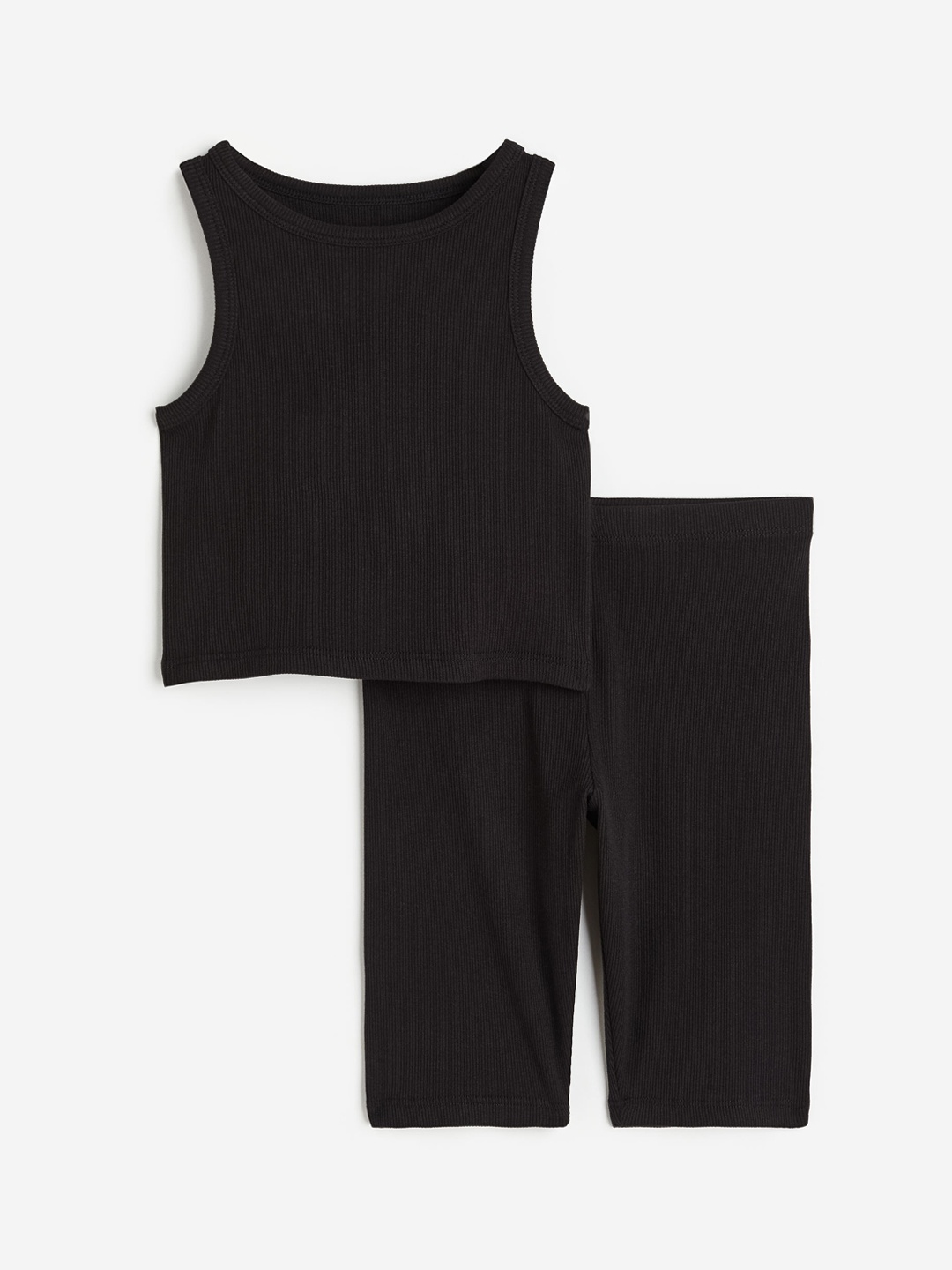 

H&M Girls 2-Piece Ribbed Jersey Set, Black