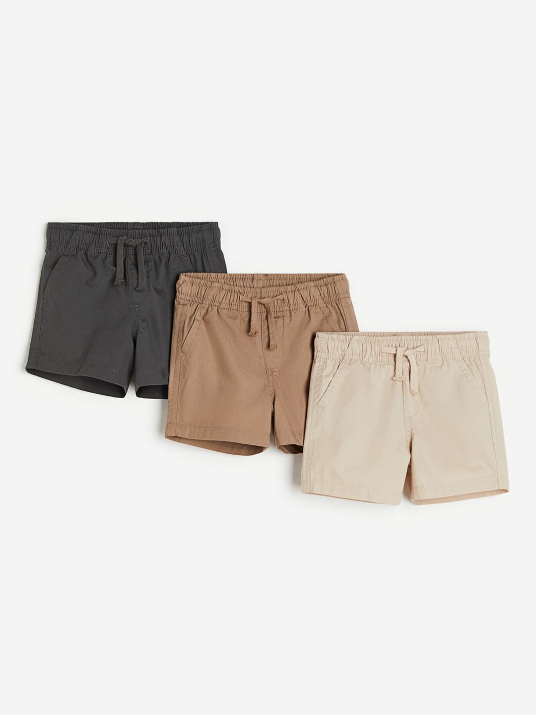 

H&M Boys 3-Pack Cotton Shorts, Beige