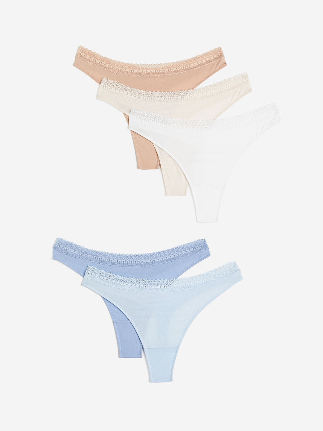 

H&M Women 5-Pack Cotton Thong Briefs, Beige