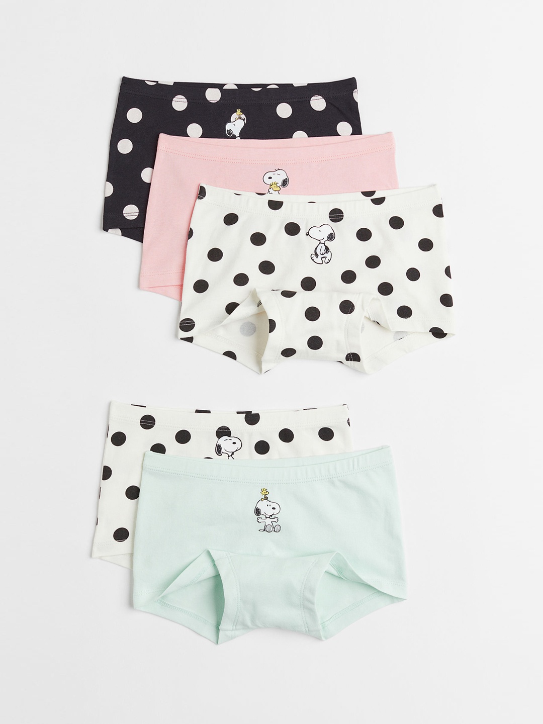 

H&M Girls 5-Pack Snoopy Cotton Boxer Briefs, Black