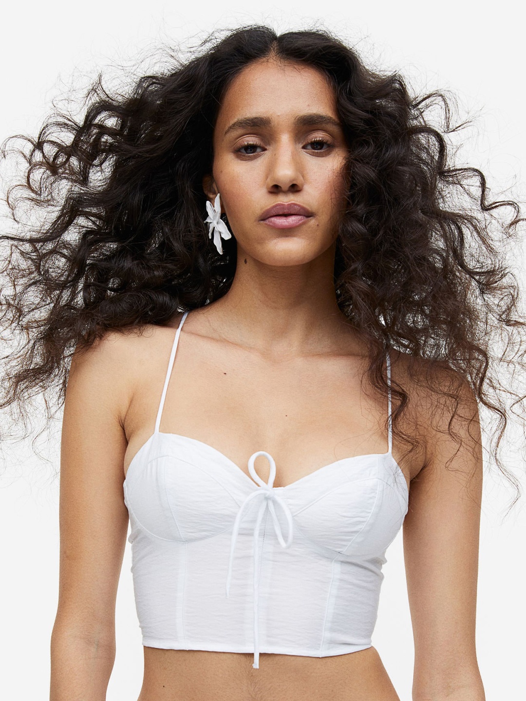 

H&M Cropped Bustier Top, White