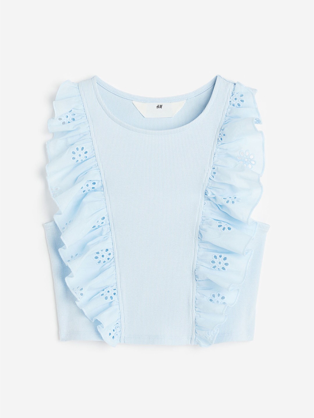 

H&M Girls Flounce-Trimmed Vest Top, Blue