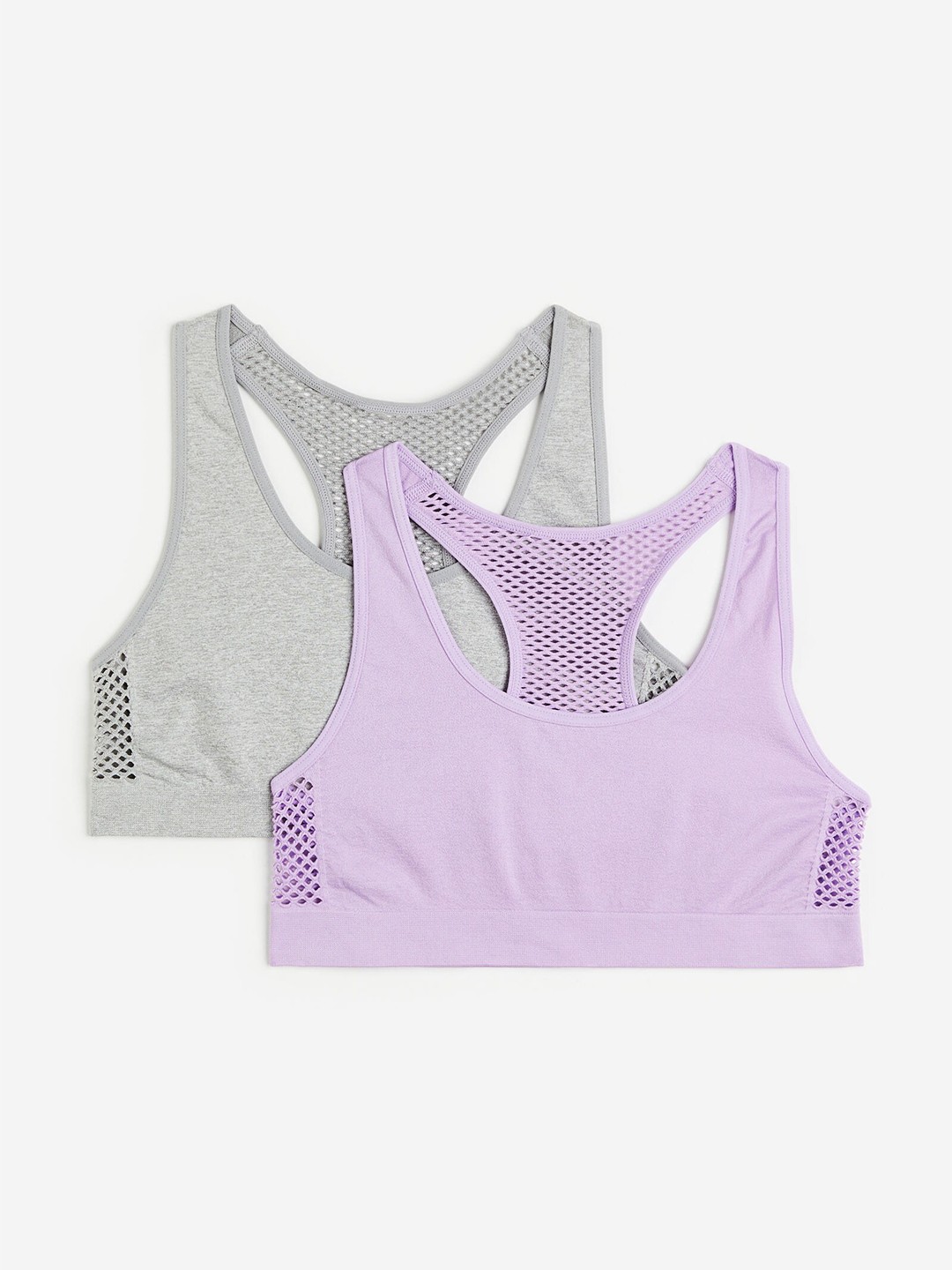 

H&M Girls 2-Pack Seamless Tops, Grey