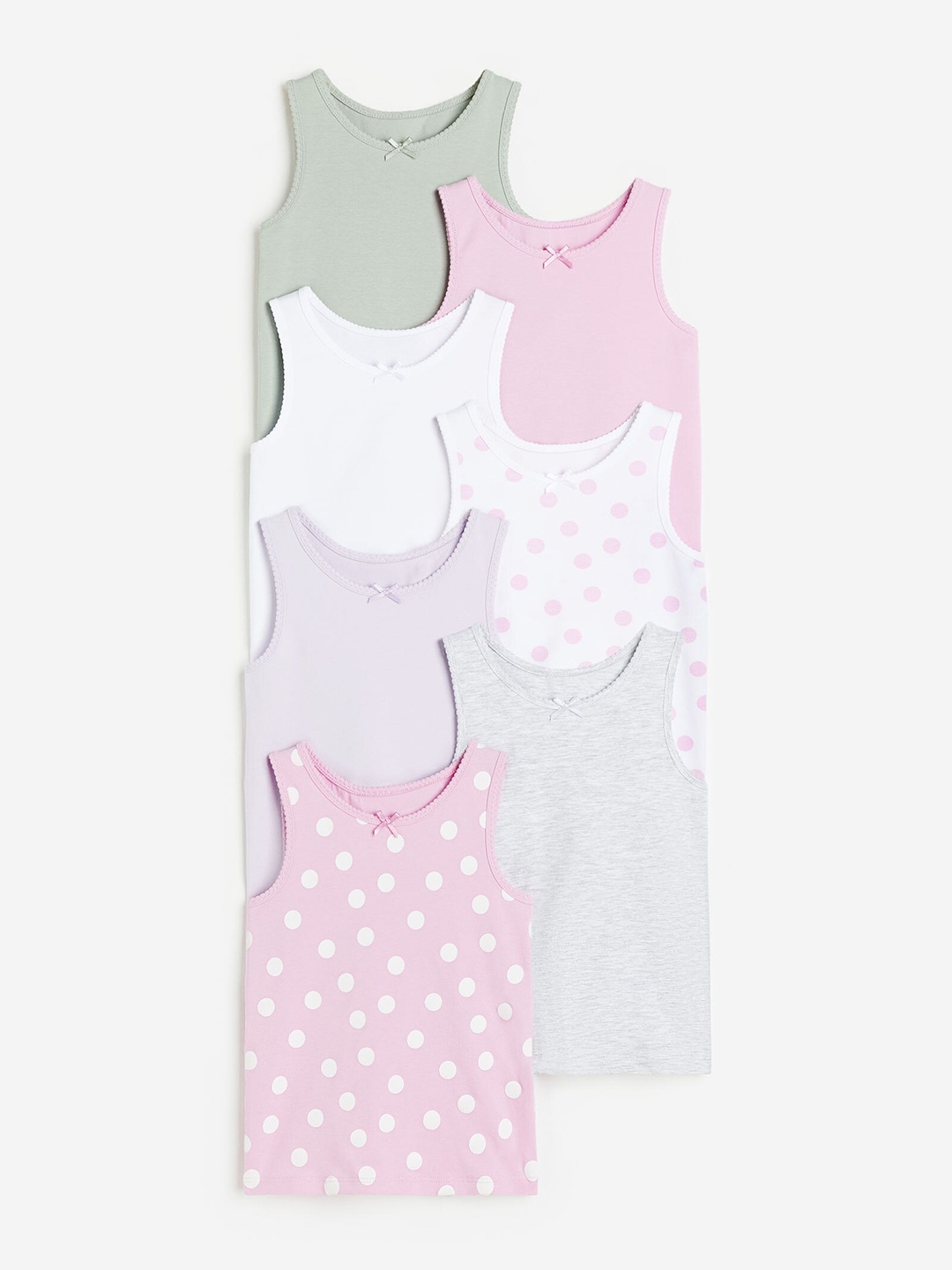 

H&M Girls 7-Pack Cotton Vest Tops, Green