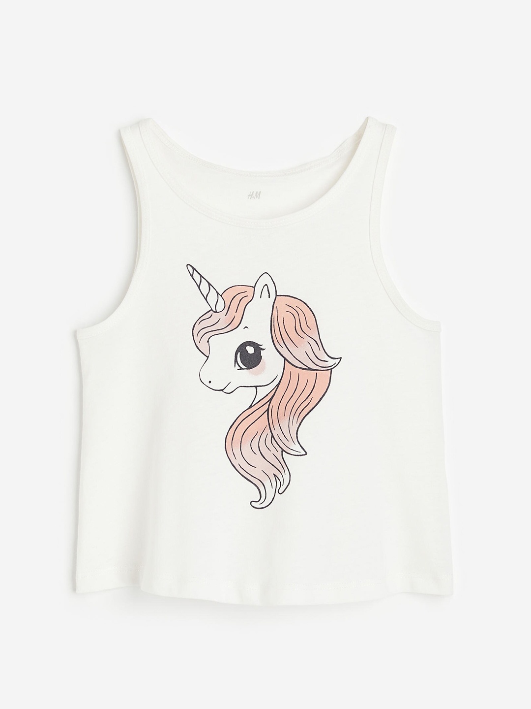 

H&M Girls Unicorn Printed Cotton Vest Top, White