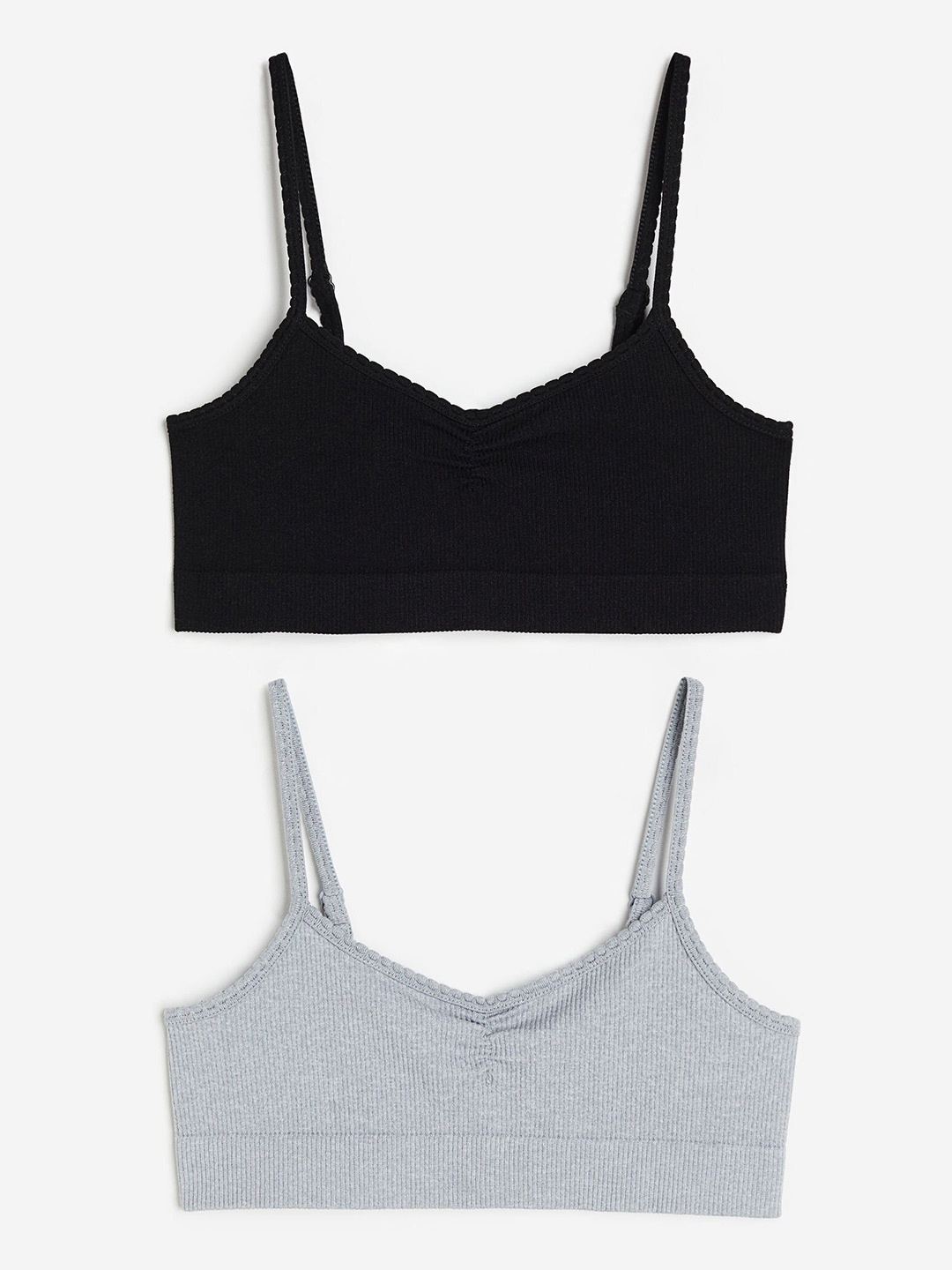 

H&M Girls 2-Pack Seamless Tops, Black