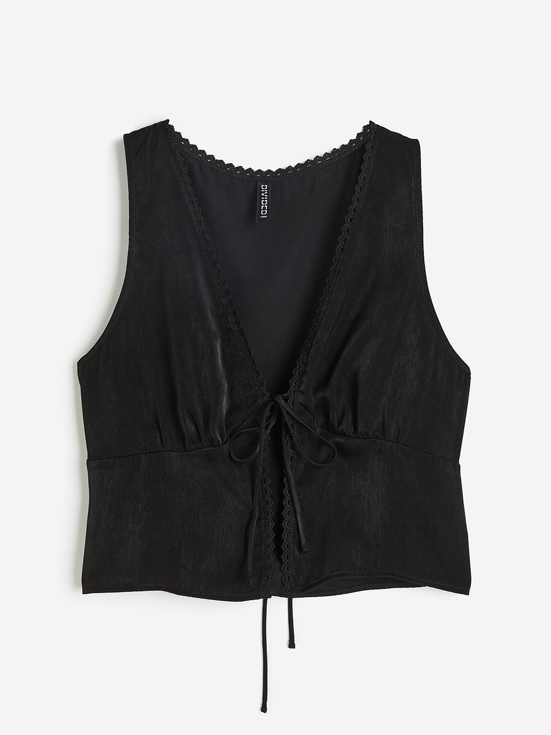 

H&M Women Tie-Detail Satin Vest Top, Black