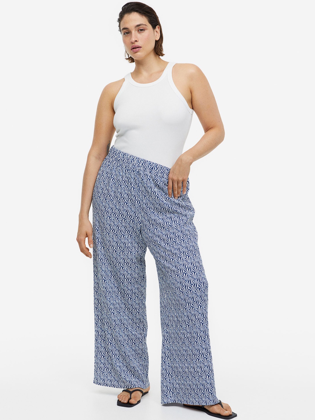 

H&M Women Pull-On Jersey Trousers, Blue