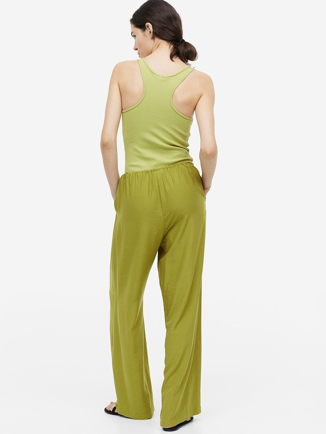 

H&M Women Wide Trousers, Olive