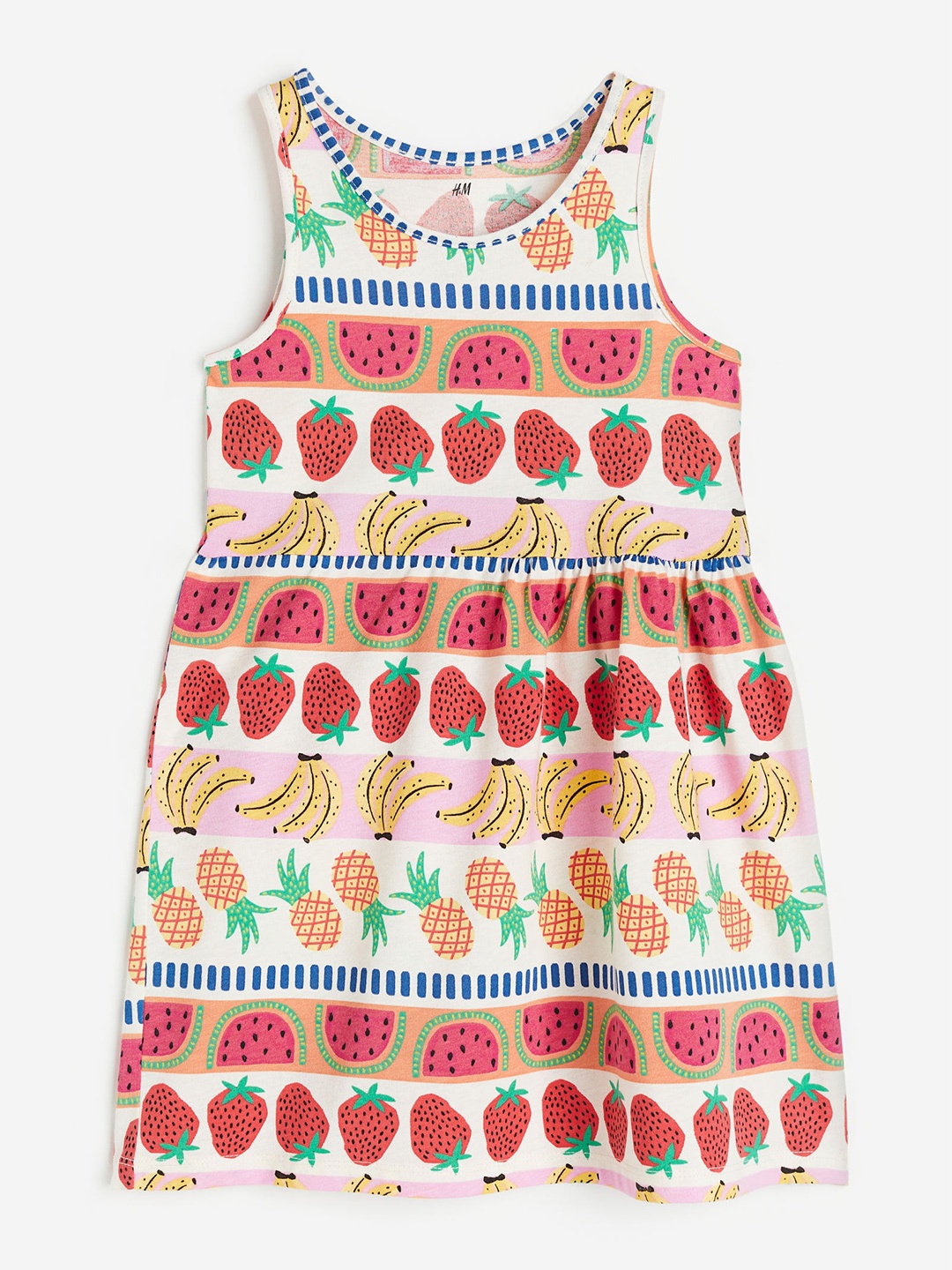 

H&M Girls Patterned Cotton Dress, Off white