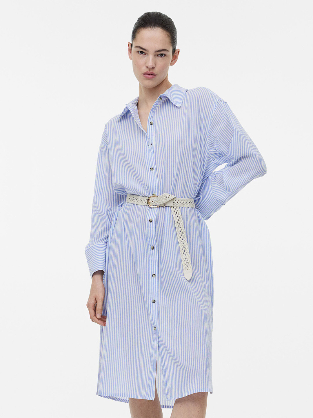 

H&M Crepe Shirt Dress, Blue