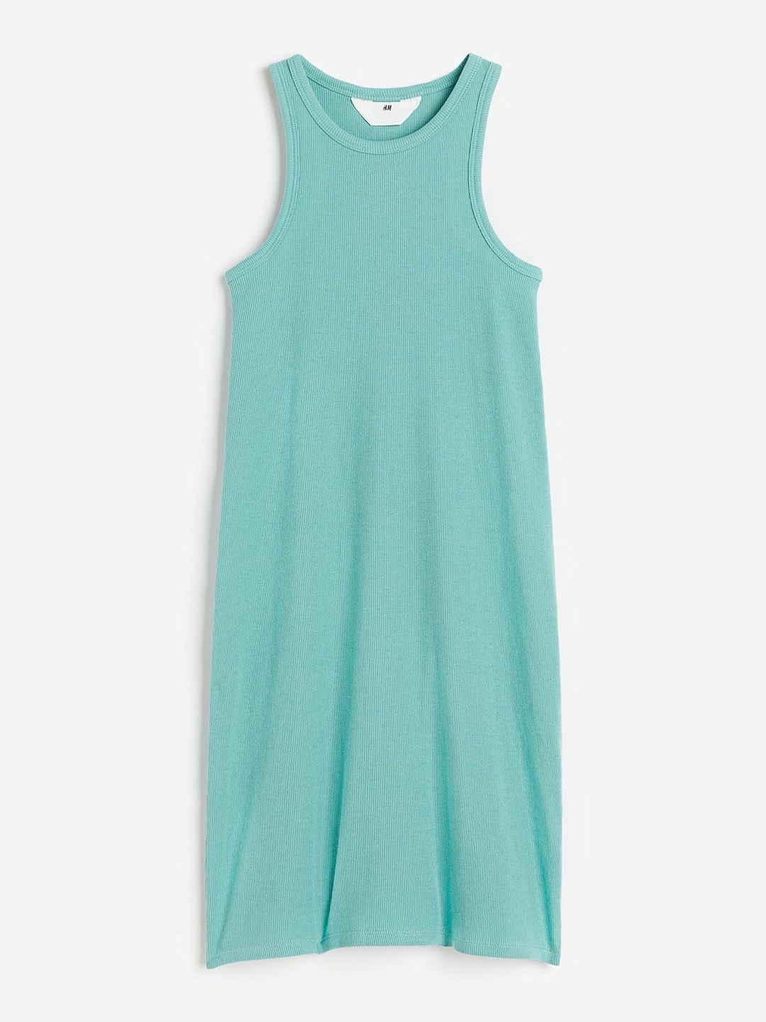 

H&M Girls Ribbed Jersey Dress, Turquoise blue