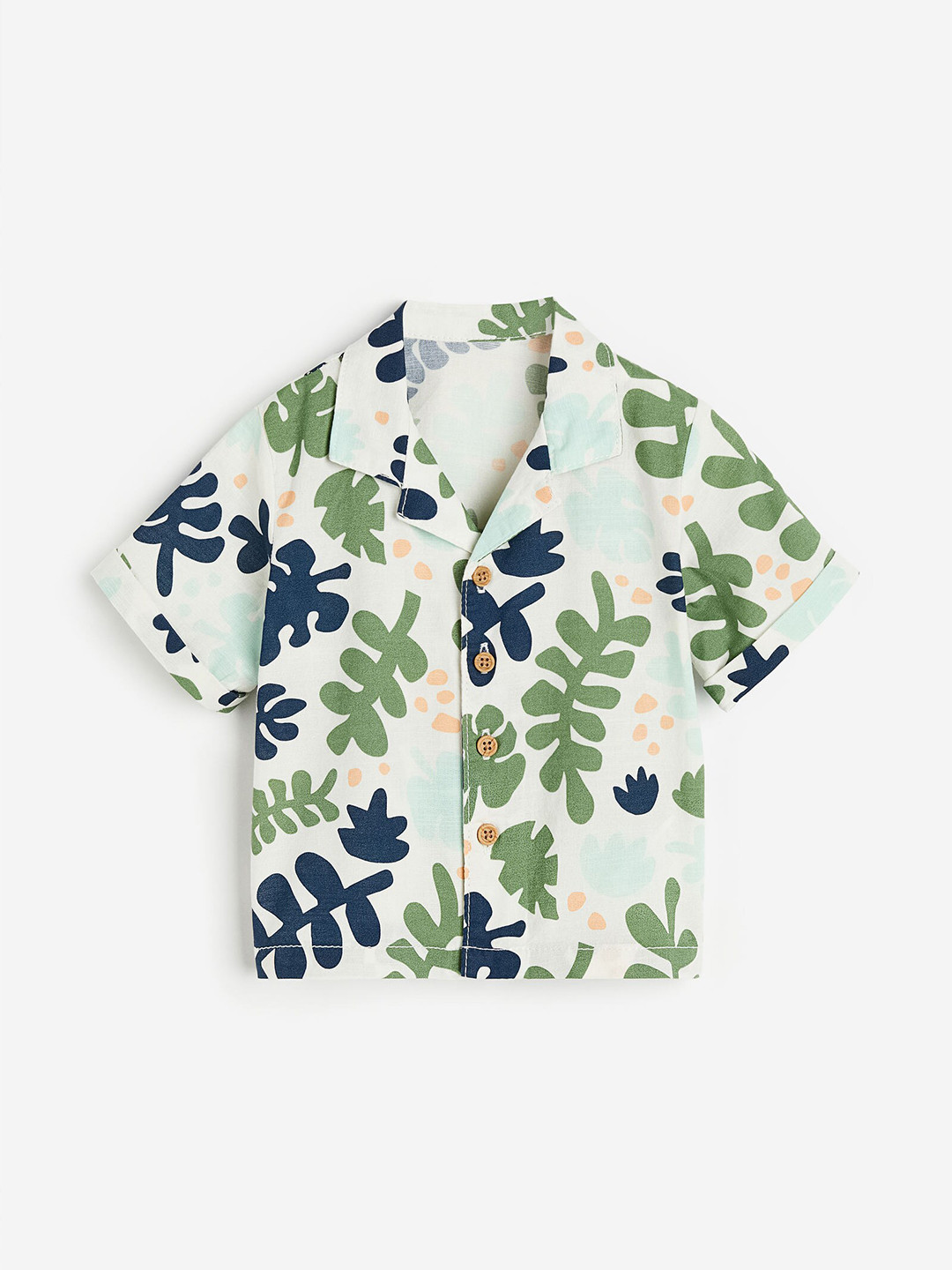 

H&M Boys Cotton Short-Sleeved Resort Shirt, White