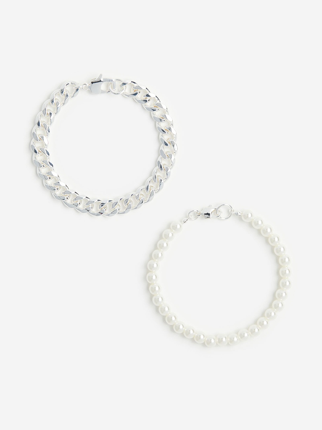

H&M Men 2-Pack Bracelets, Silver