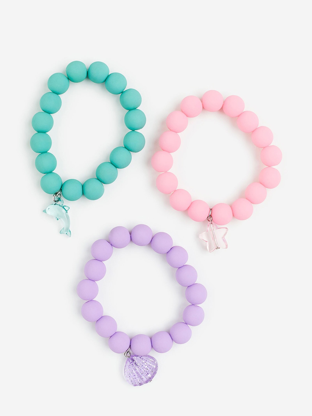 

H&M Girls 3-Pack Beaded Bracelets, Pink