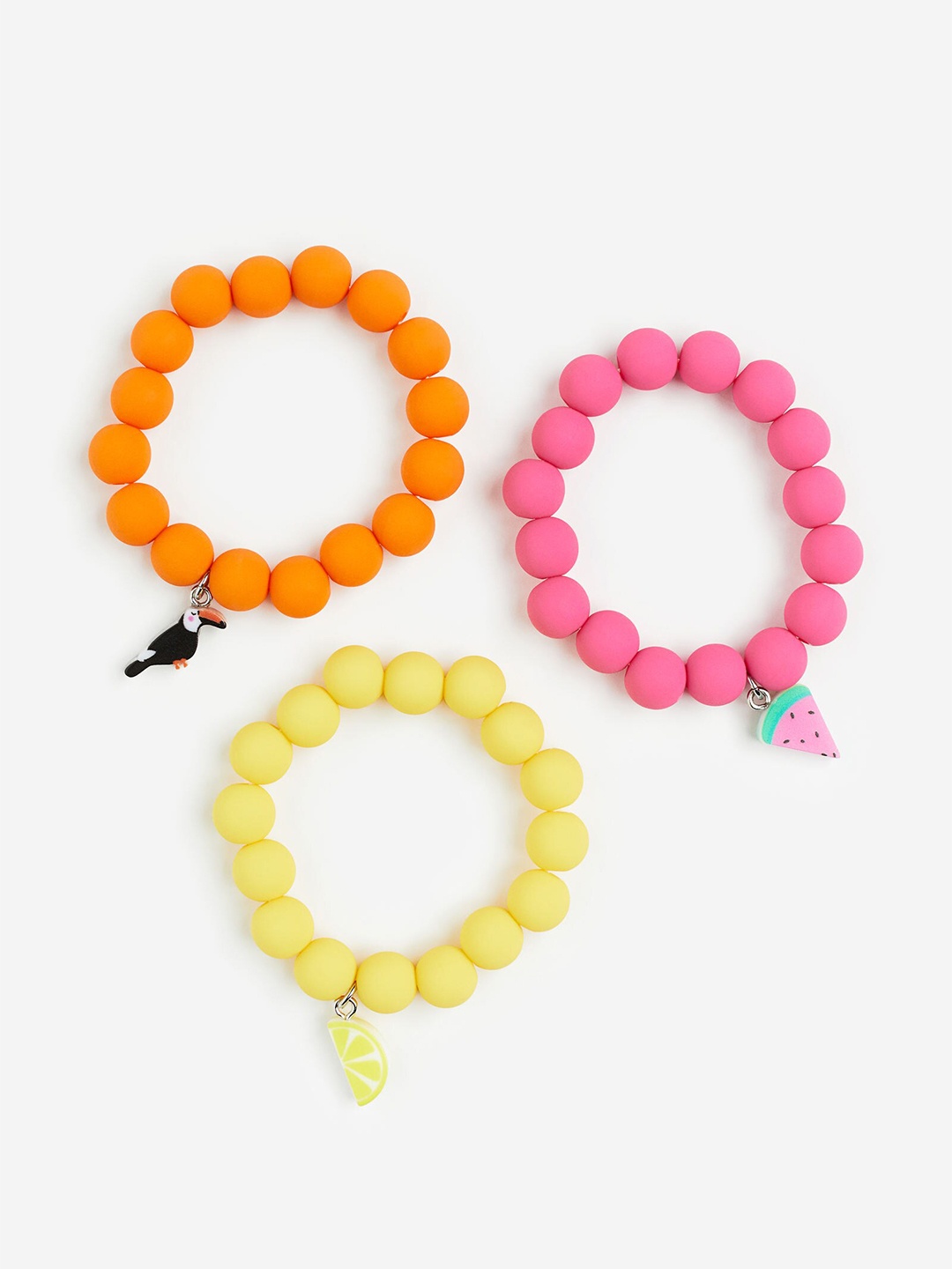 

H&M Girls 3-Pack Beaded Bracelets, Orange