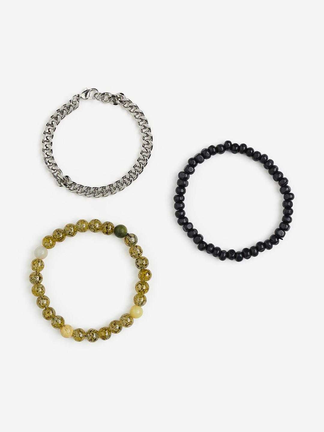 

H&M Men 3-Pack Bracelets, Silver