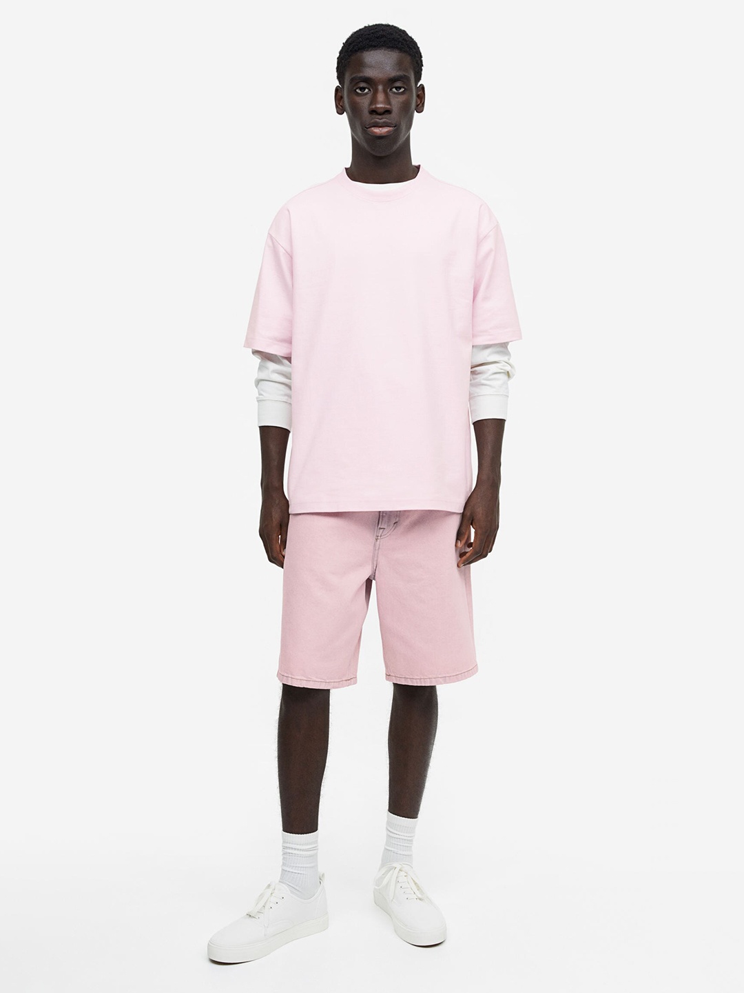 

H&M Men Relaxed Fit Cotton T-shirt, Pink