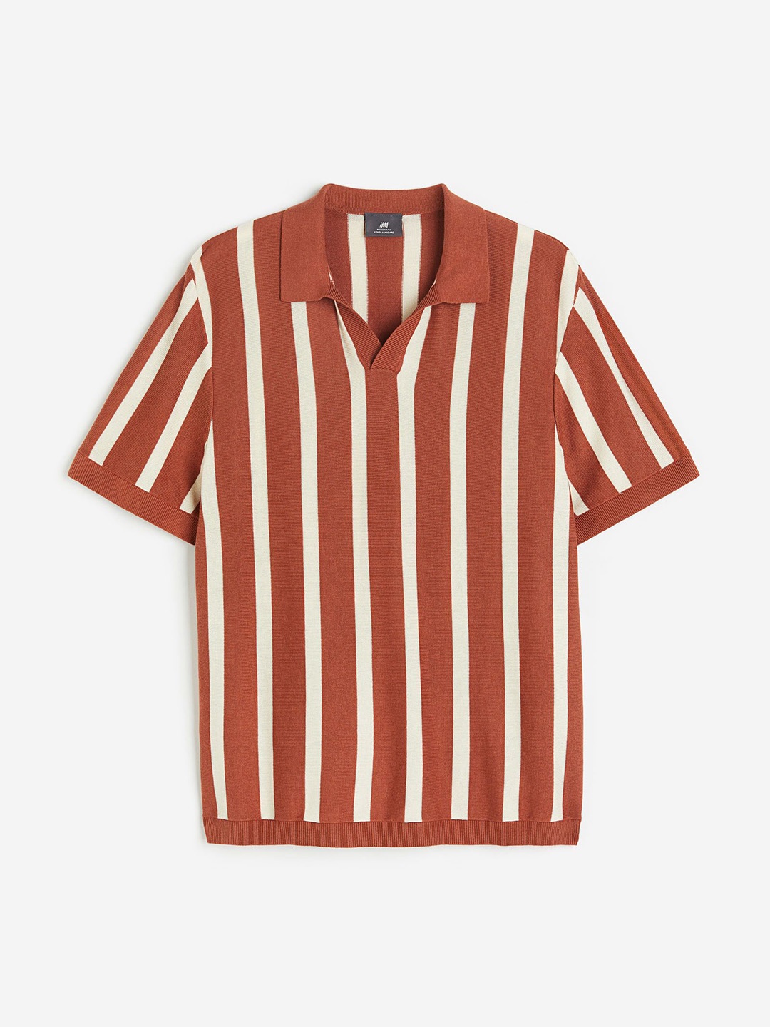 

H&M Men Regular Fit Fine-Knit Cotton Polo Shirt, Brown