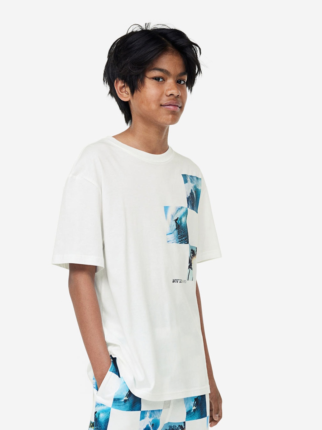 

H&M Boys Printed Cotton Jersey T-shirt, White