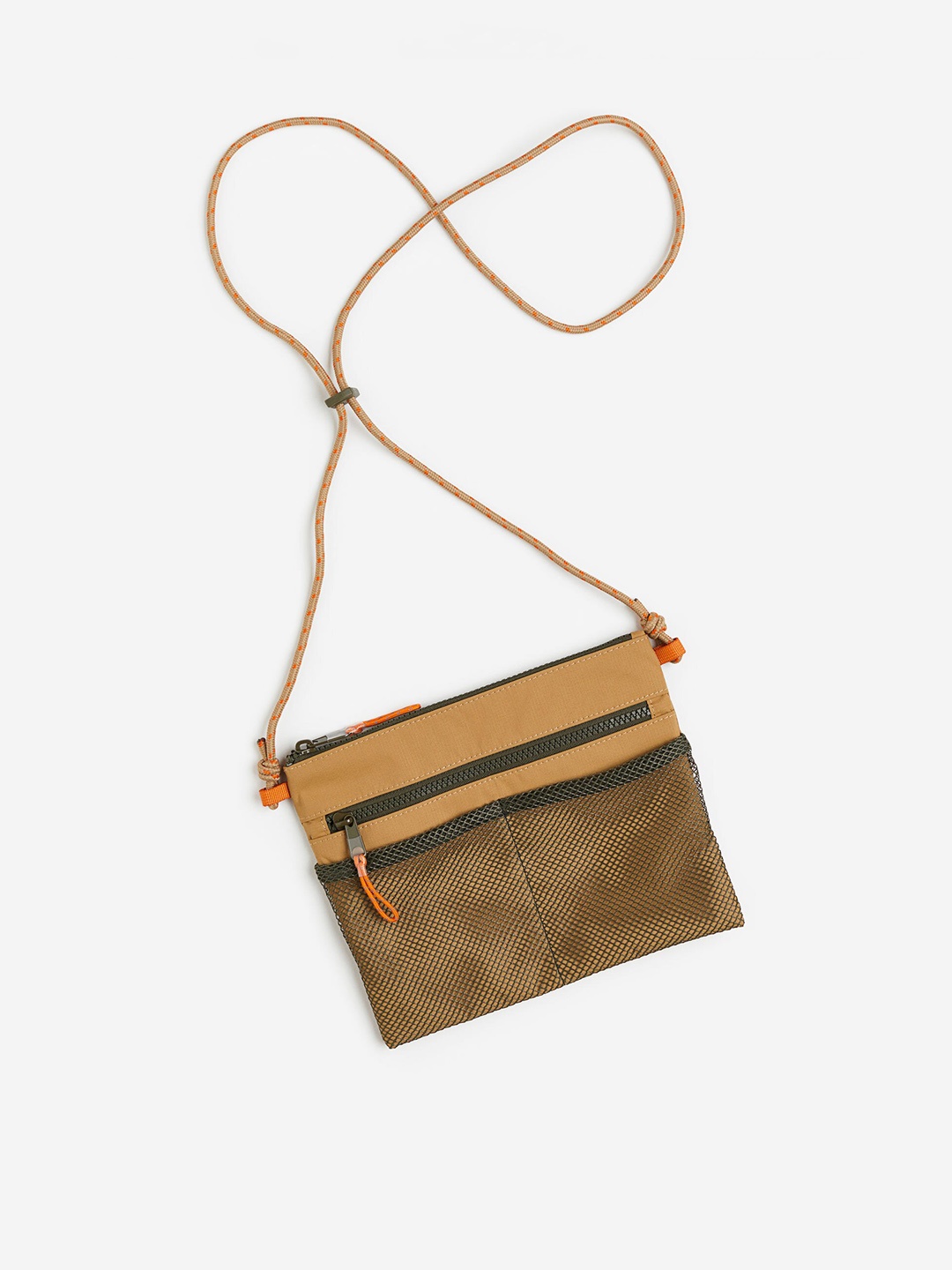 

H&M Mesh-Detail Shoulder Bag, Beige