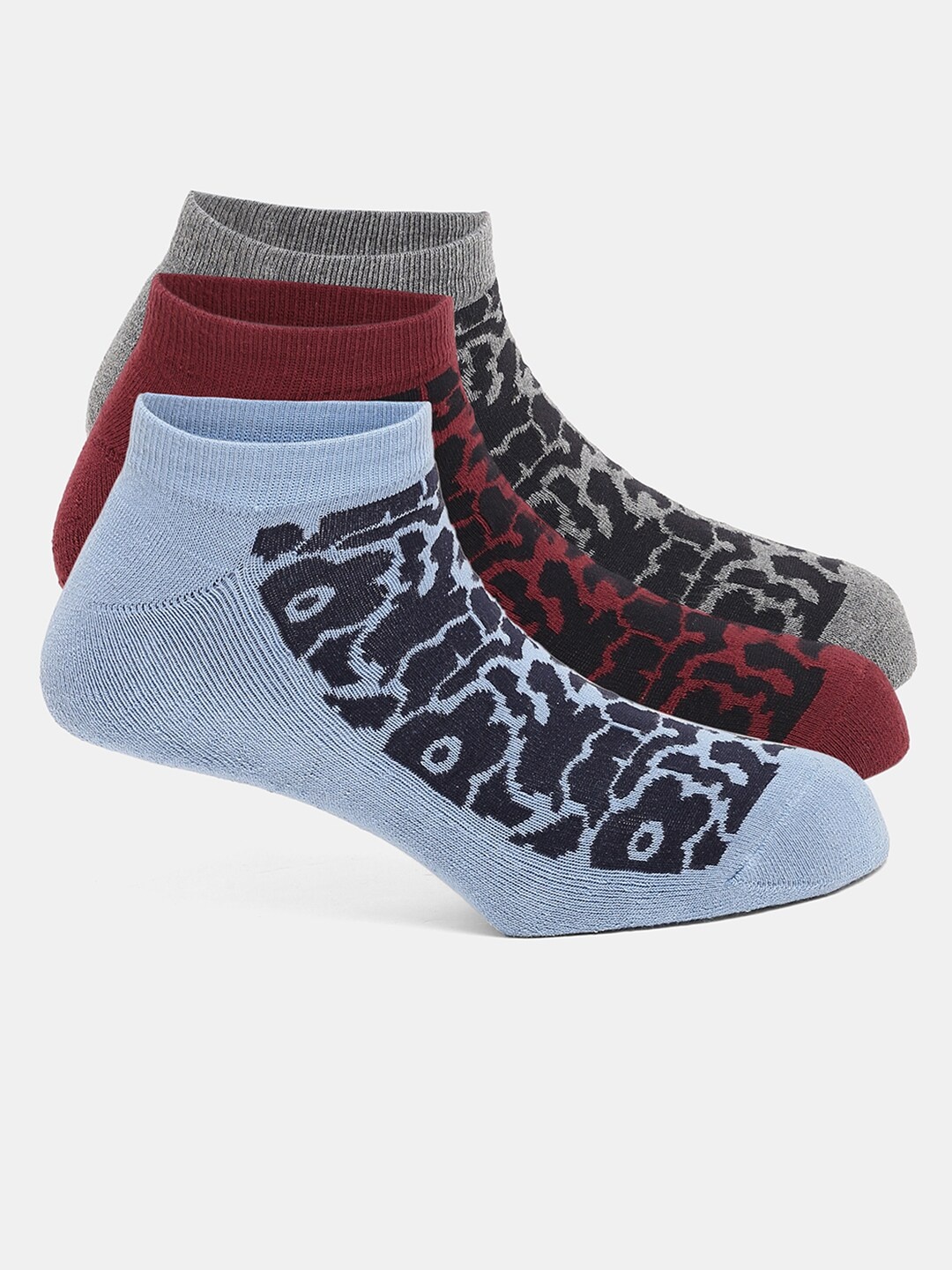 

Blackberrys Men Pack Of 3 Patterned Ankle Length Socks, Blue