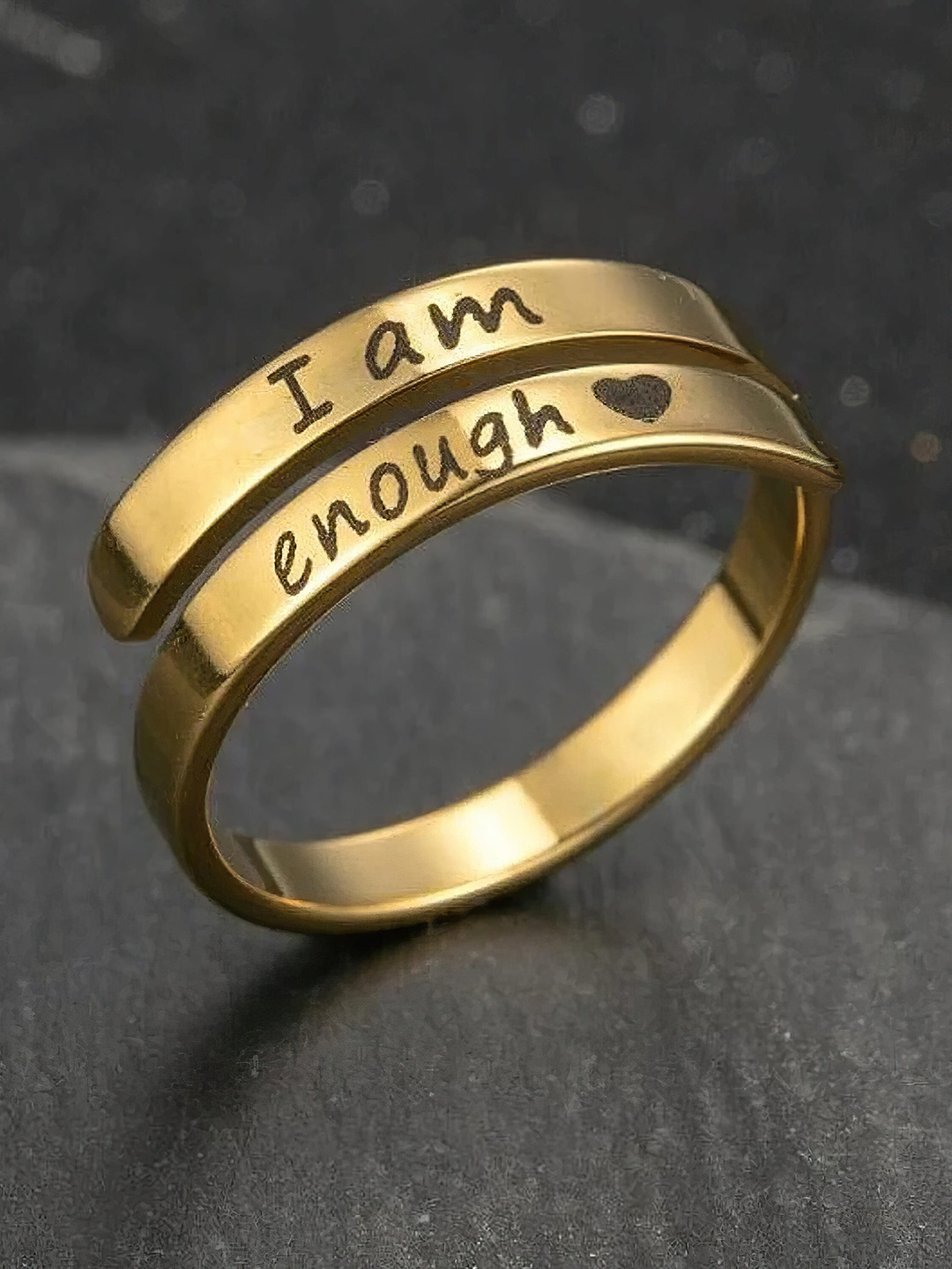 

Fashion Frill Gold-Plated & Typography Detail Adjustable Finger Ring