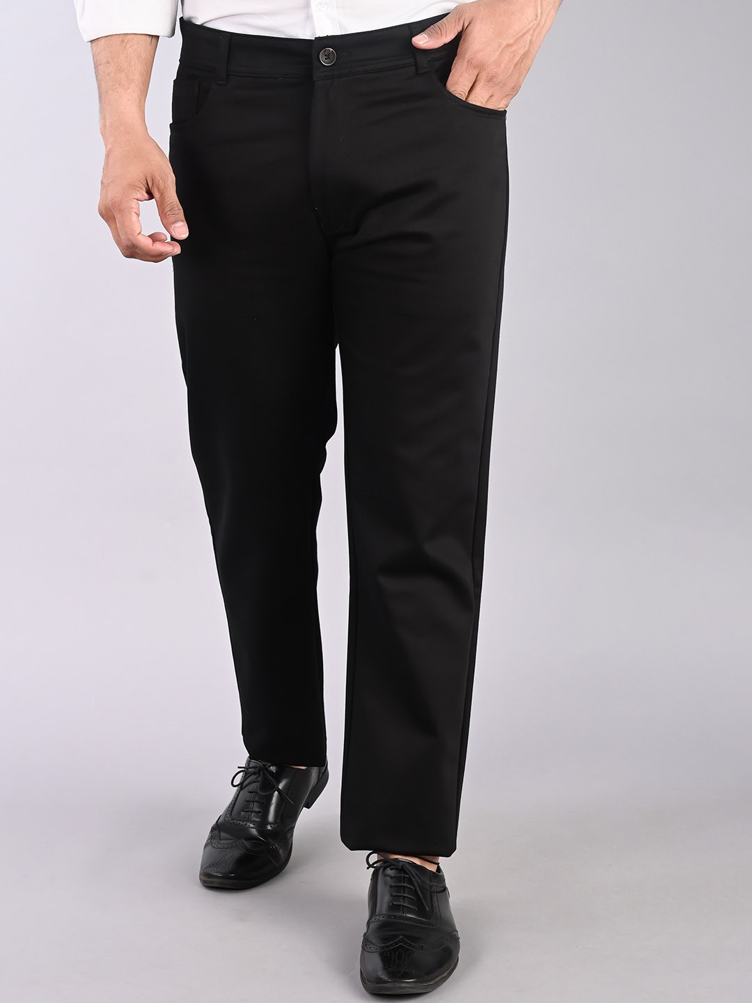 

FUBAR Men Slim Fit Easy Wash Formal Trousers, Black