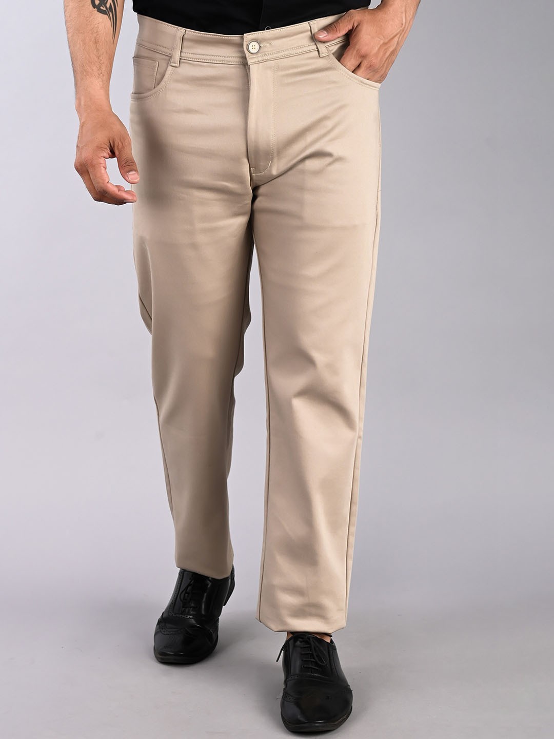 

FUBAR Men Slim Fit Easy Wash Trousers, Beige