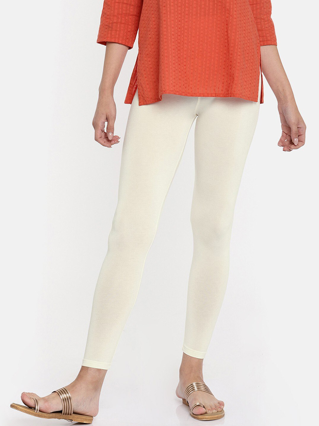 

FUBAR Ankle length Cotton Leggings, White