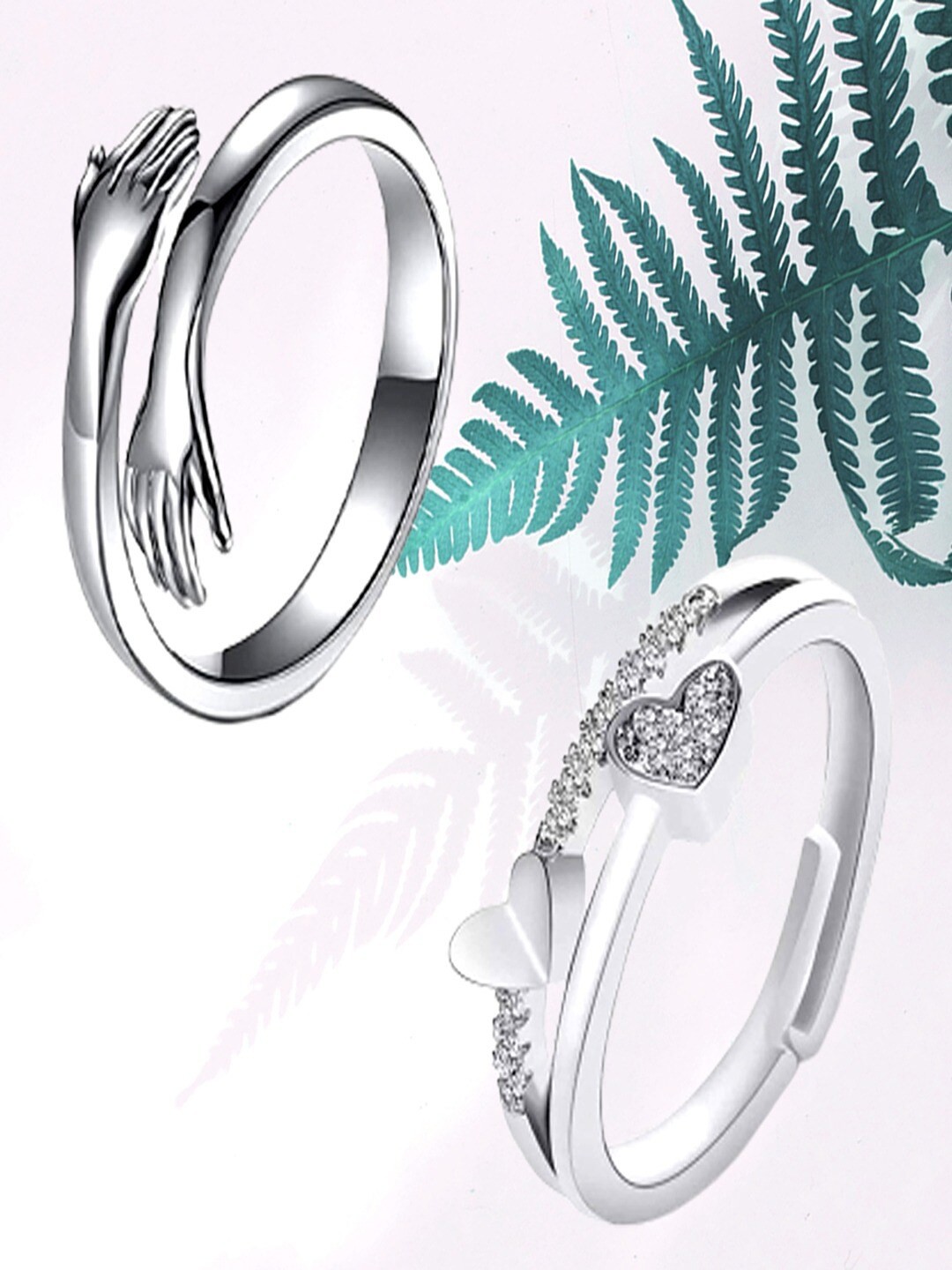 

UNIVERSITY TRENDZ Set Of 2 Silver-Plated Finger Rings