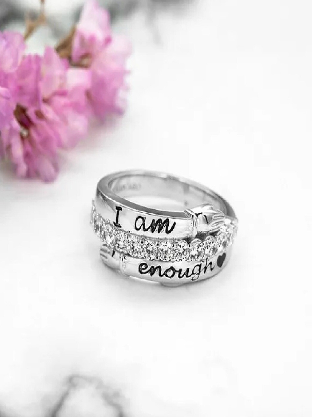 

UNIVERSITY TRENDZ Women Silver-Plated Crystal Studded Finger Ring