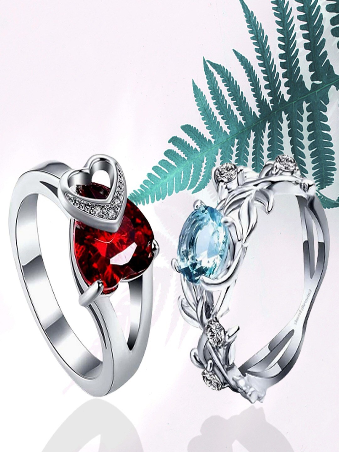 

UNIVERSITY TRENDZ Set Of 2 Silver-Plated Stone Studded Finger Rings