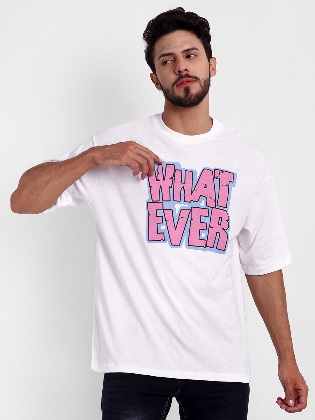 

Bloopers Store Typography Printed Drop-Shoulder Sleeves Oversized T-shirt, White