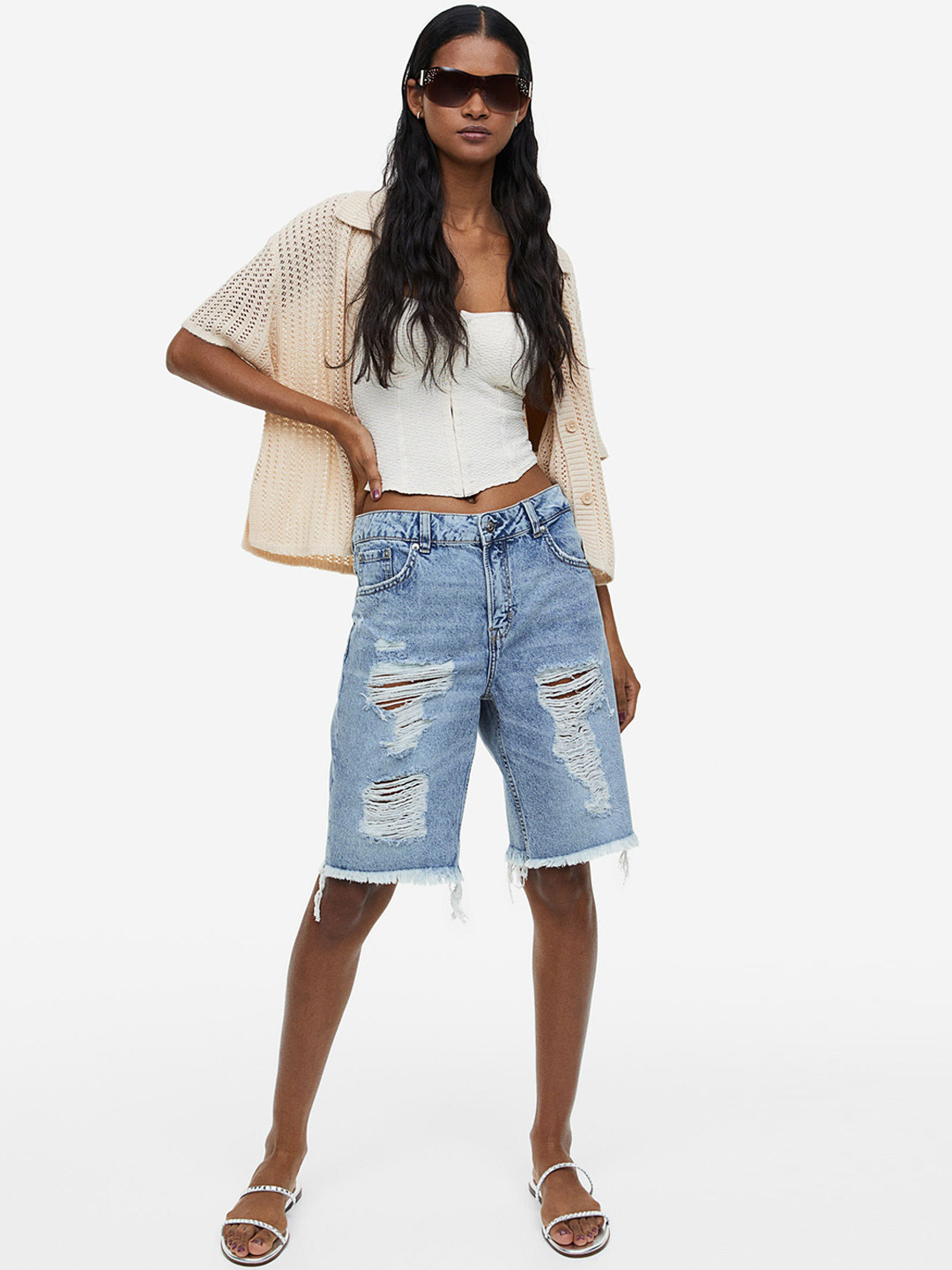 

H&M Women Bermuda Low Shorts, Blue
