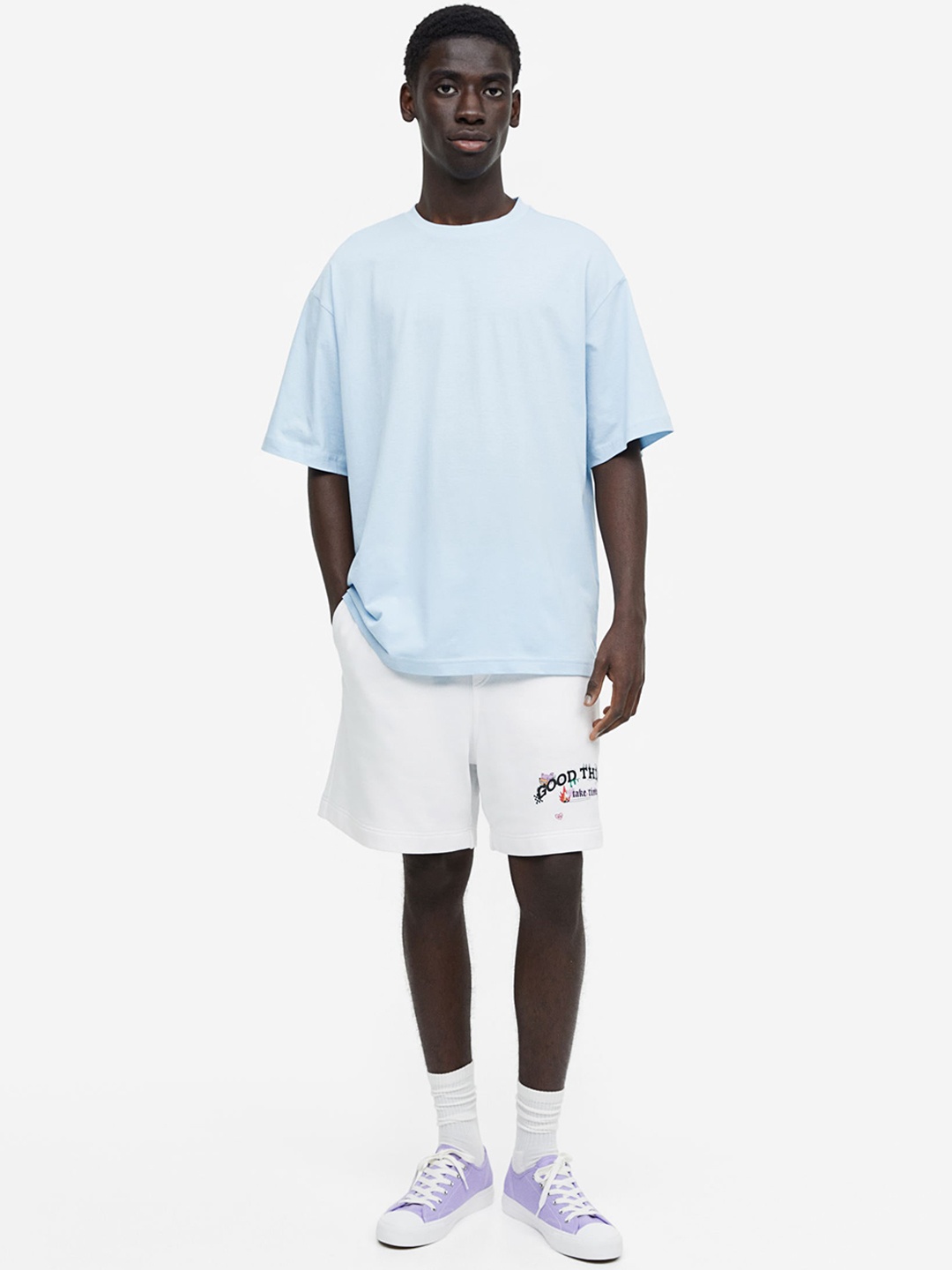 

H&M Men Regular Fit sweatshorts, White