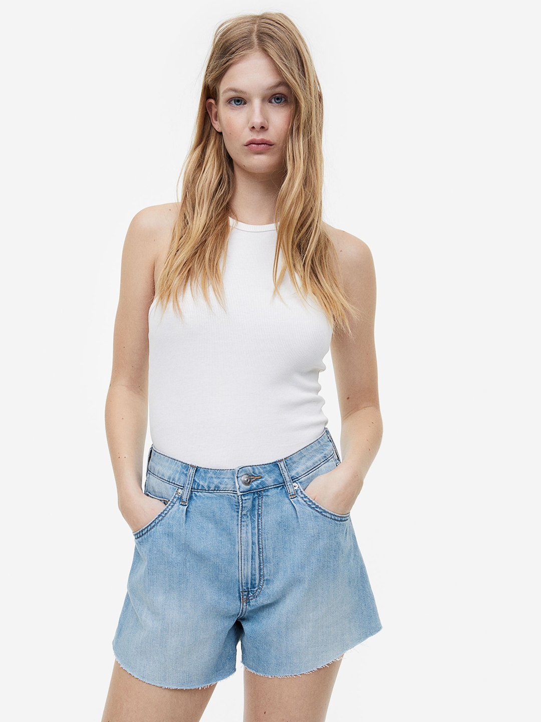 

H&M Women High Denim Shorts, Blue