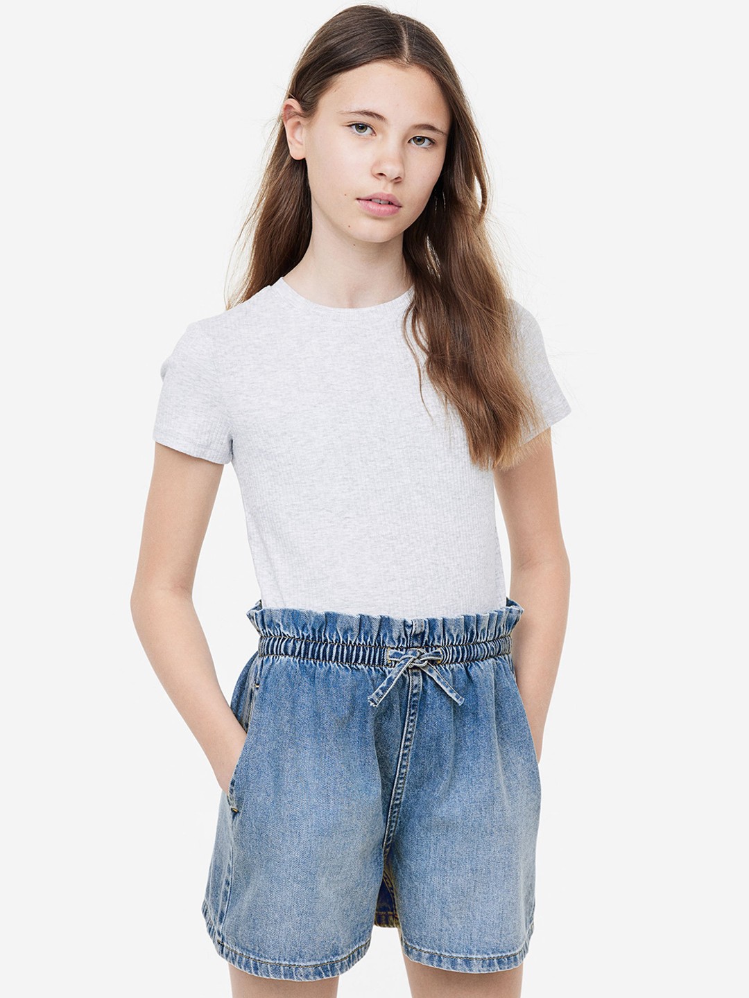 

H&M Girls Denim Pull-On Shorts, Blue